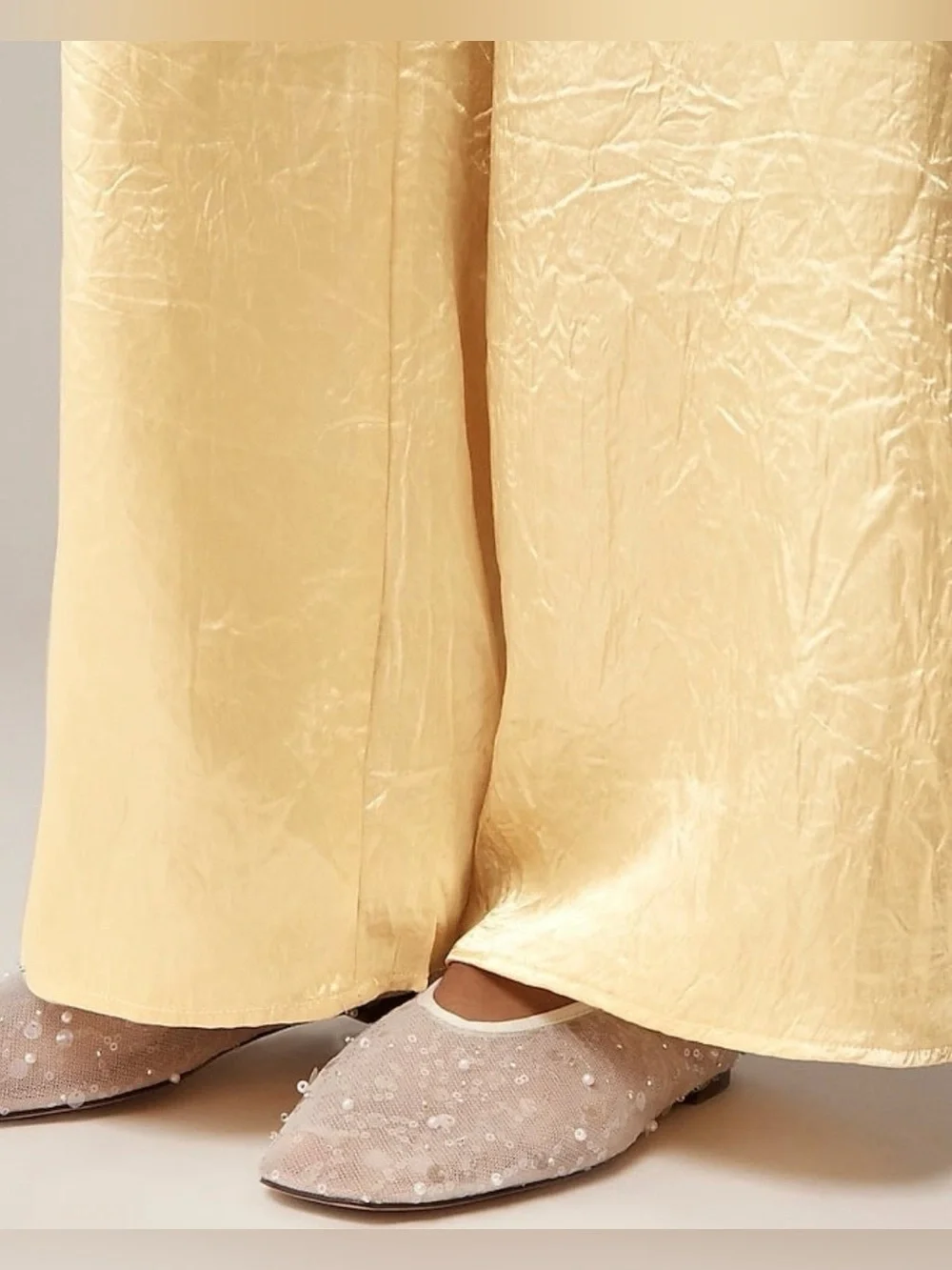 J. Crew Cosmo Cropped pant in Textured Satin Wide Leg Pant Sweet Meringue Medium